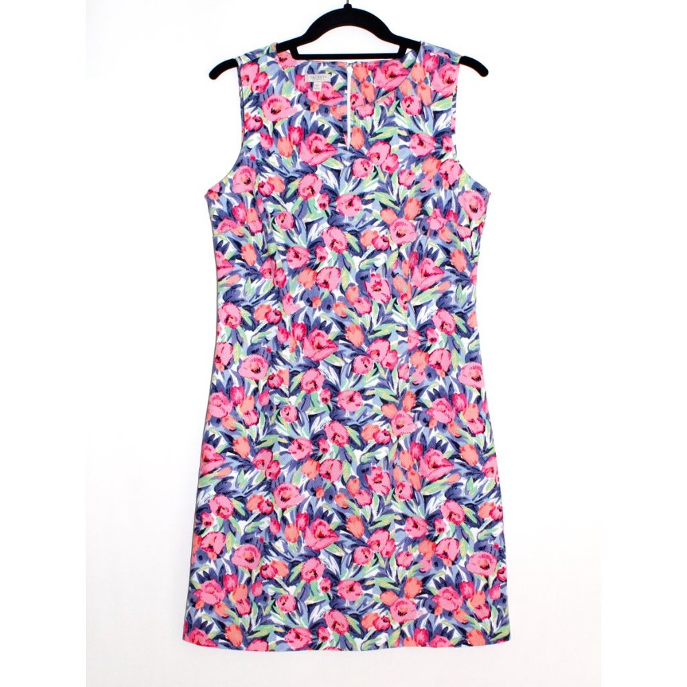 Talbots Tulip Floral Split Neck Shift Dress